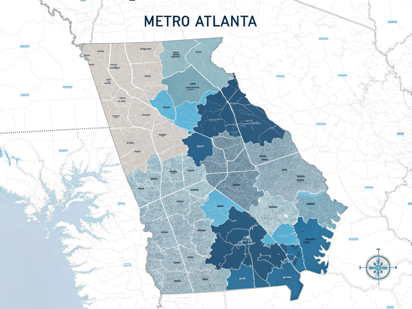 Service coverage map highlighting Atlanta and East Metro Atlanta regions