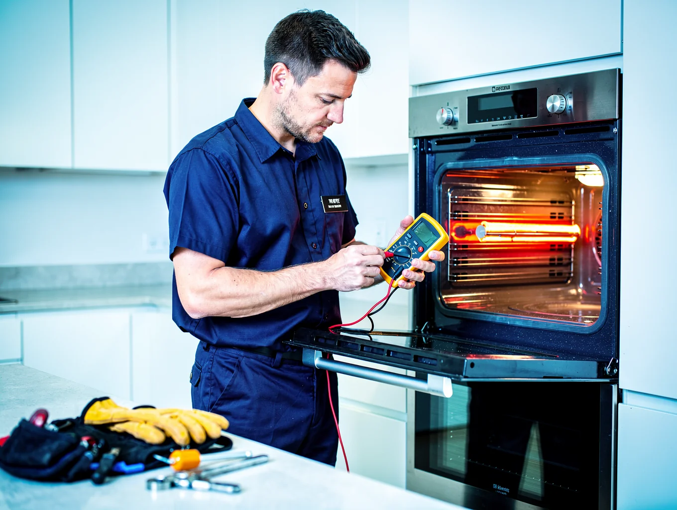 Atlanta Kitchen Appliance Pros technician conducting an oven diagnostic check